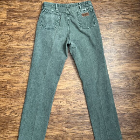 Wrangler VTG 80s Denim Jeans Green Western Straight Leg Men's 34x34 Rodeo USA - Picture 4 of 6